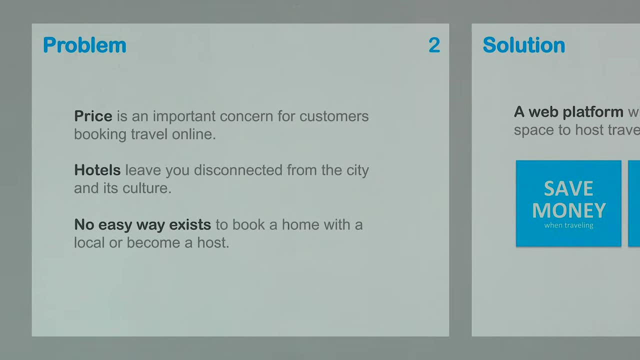 Airbnb Problem and Solution slides from the 2009 seed deck