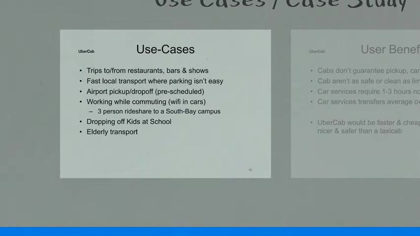 Uber pitch deck Use-Cases slide