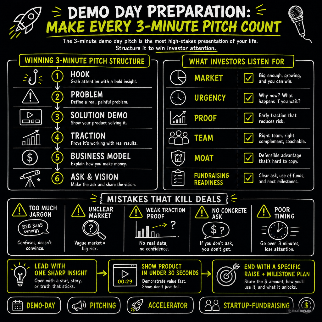 Illustration for Demo Day Preparation: Make Every 3-Minute Pitch Count