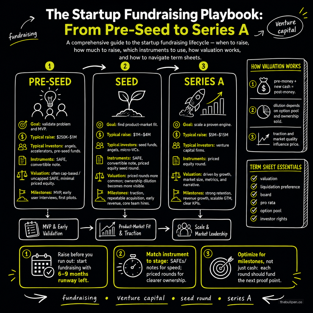 Illustration for The Startup Fundraising Playbook: From Pre-Seed to Series A