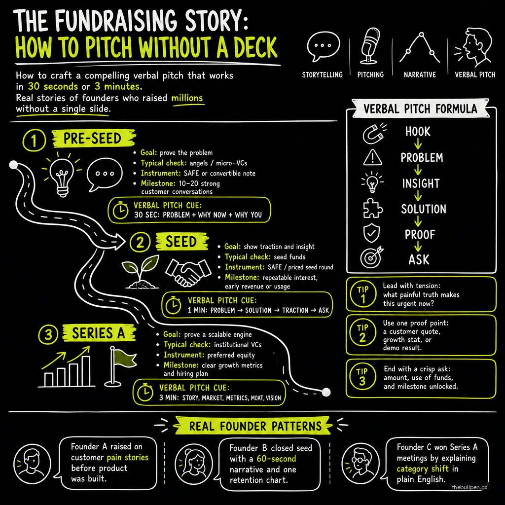 Illustration for The Fundraising Story: How to Pitch Without a Deck