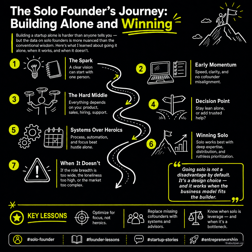 Illustration for The Solo Founder's Journey: Building Alone and Winning